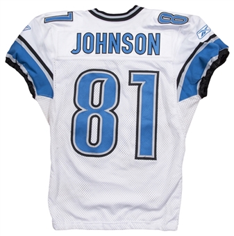 2009 Calvin Johnson Game Used Detroit Lions Road Jersey Photo Matched To 12/13/09 vs Baltimore Ravens (Sports Investors Authentication & McGahee LOA)